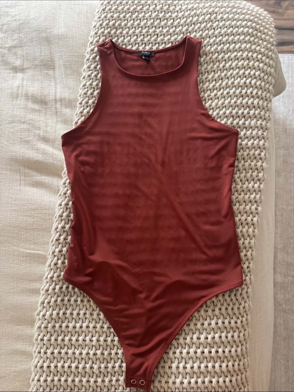 Express Rust Red Sleeveless Bodysuit
